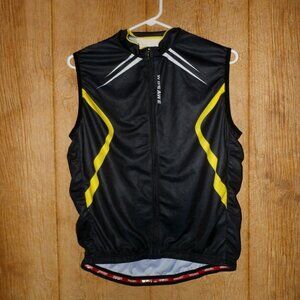 NEW  Wosawe Cycling Jersey Women 2XL Black w/ - Yellow  Striped Full Zip front